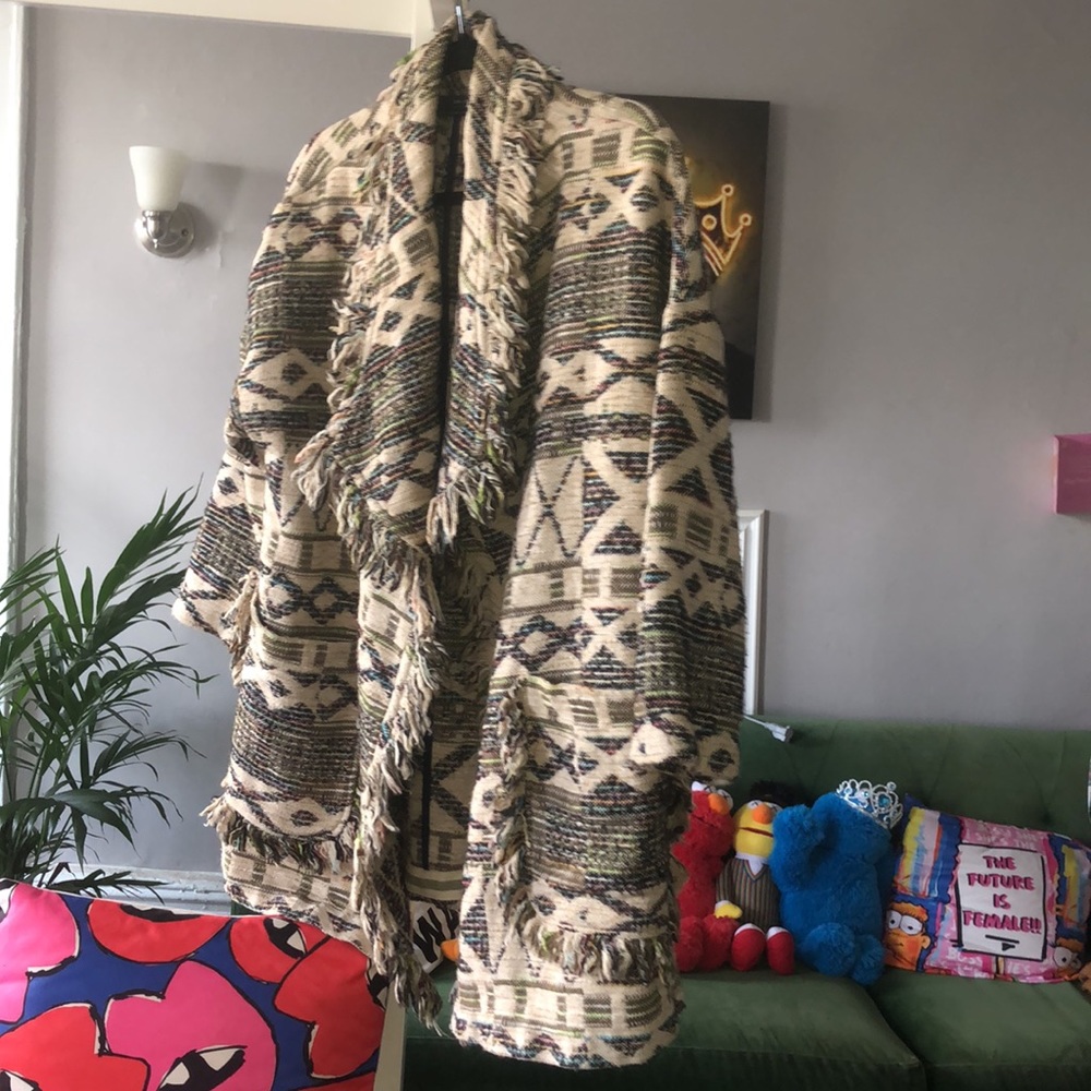 Zara Basic Outerwear Multicolor Boho Aztec Jacqua… - image 2